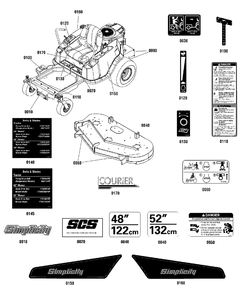 Decals Group Diagram and Parts List for  Simplicity Lawn Tractor