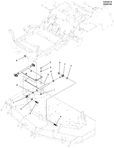 61-Inch Mower Deck Group - Puller Bar Diagram and Parts List for  Simplicity Lawn Tractor