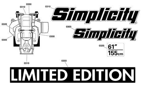 Decal Group - Brand And Model Diagram and Parts List for  Simplicity Lawn Tractor