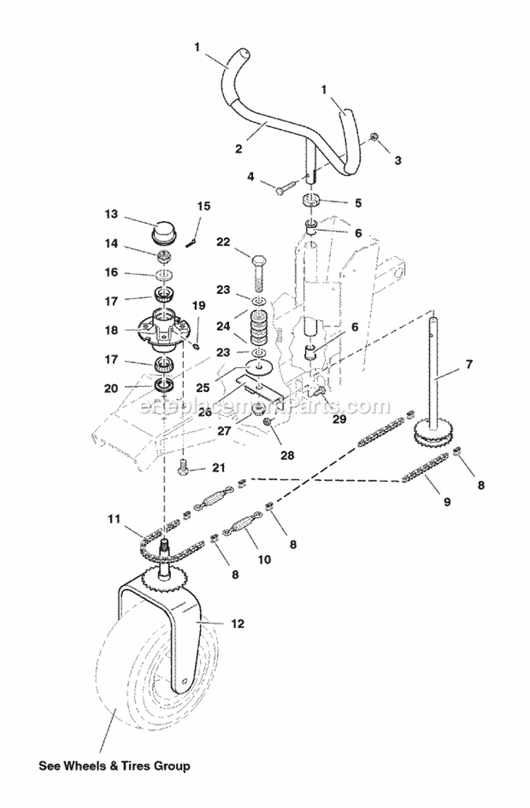 Steering Group (7098Sg) Diagram and Parts List for  Simplicity Lawn Tractor