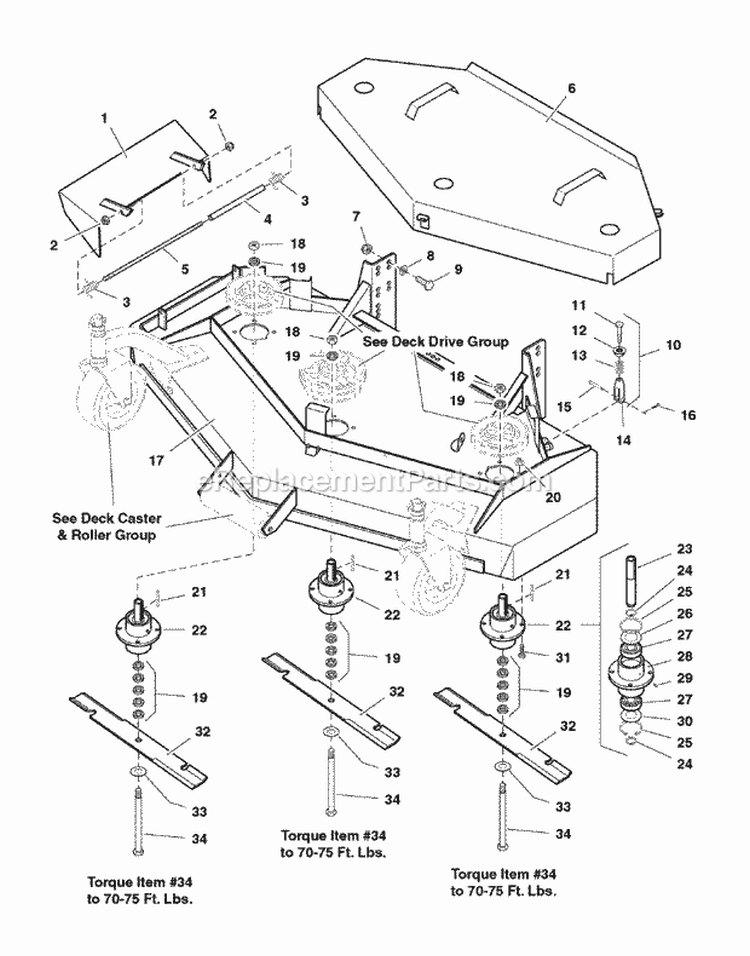 61 Mower Housing Cover Blade  Spindle Group (7098Cbsg) Diagram and Parts List for  Simplicity Lawn Tractor