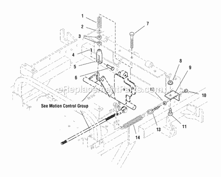 Motion Control - Neutral Return Group (7090Mcng) Diagram and Parts List for  Simplicity Lawn Tractor