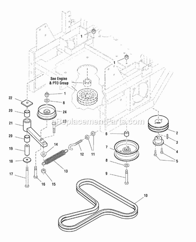 Pump Drive Group (7090Pdg) Diagram and Parts List for  Simplicity Lawn Tractor