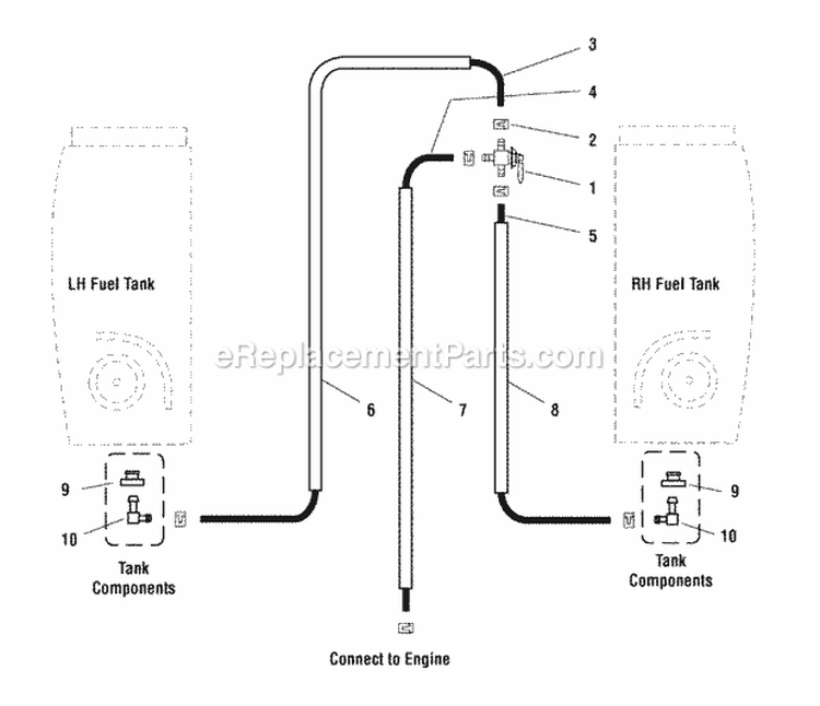 Fuel Supply Hose  Tank Replacement Part Group (SN 123  Below) (7090Trg1) Diagram and Parts List for  Simplicity Lawn Tractor