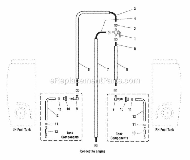 Fuel Supply Hose  Tank Replacement Part Group (SN 124  Above) (7090Trg2) Diagram and Parts List for  Simplicity Lawn Tractor