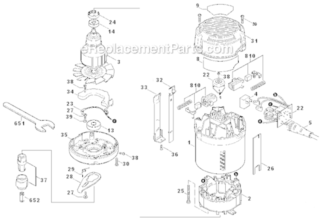 Page A Diagram and Parts List for  Skil Router