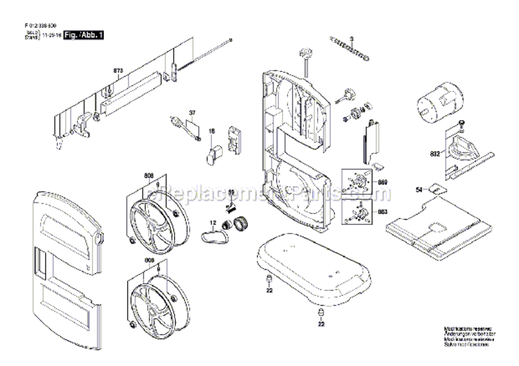 Page A Diagram and Parts List for  Skil Band Saw
