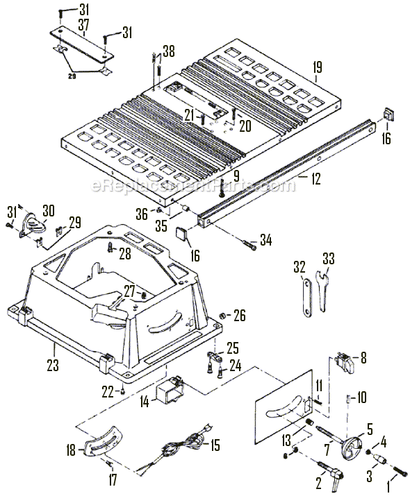 Page A Diagram and Parts List for F01234000A Skil Table Saw