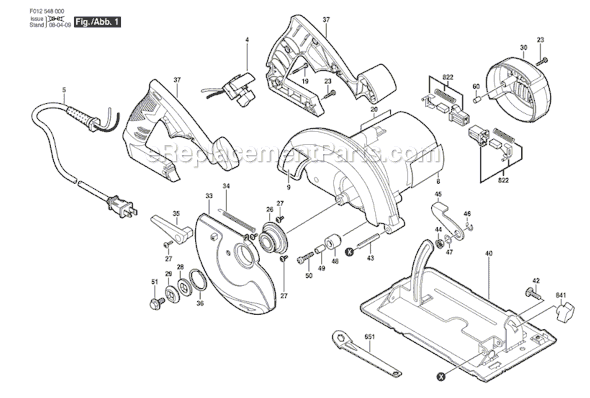 Page A Diagram and Parts List for F012548000 Skil Circular Saw