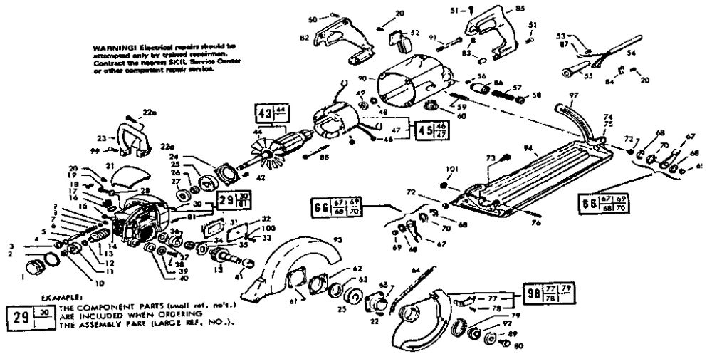 Unit Parts Diagram and Parts List for Type 7 Skil Circular Saw