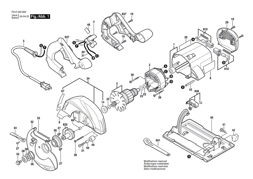 Fig-0 Diagram and Parts List for  Skil Saw