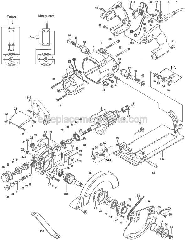 Page A Diagram and Parts List for Type 17 Skil