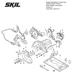 Section 1 Diagram and Parts List for A Skil Circular Saw