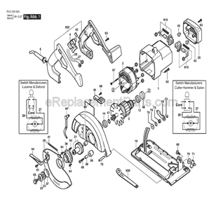 Page A Diagram and Parts List for Type 1 F012535000 Skil