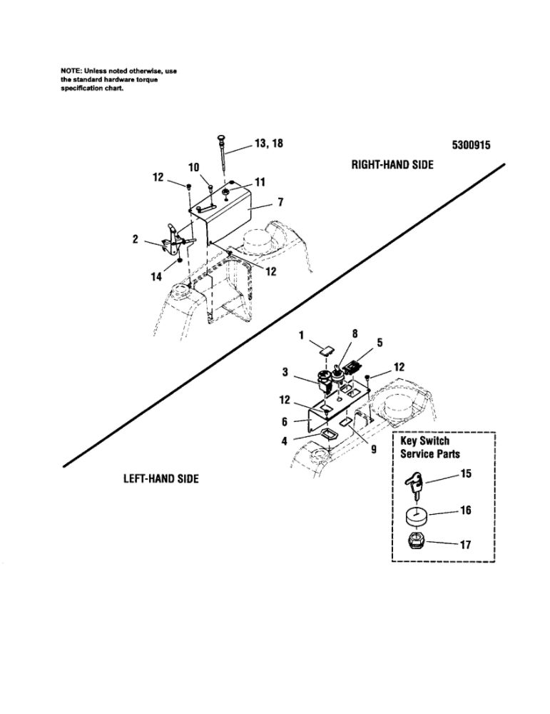 Instrument Control Panel Diagram and Parts List for  Snapper Lawn Mower