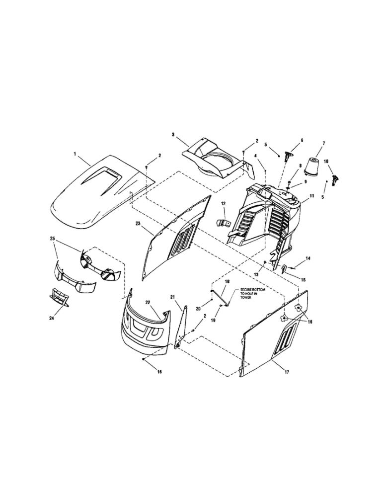 Hood/Grille/Dash Diagram and Parts List for  Snapper Lawn Tractor