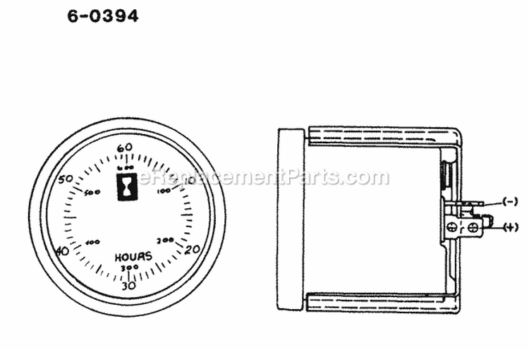 Hour Meter Diagram and Parts List for 80828 Snapper Lawn Tractor