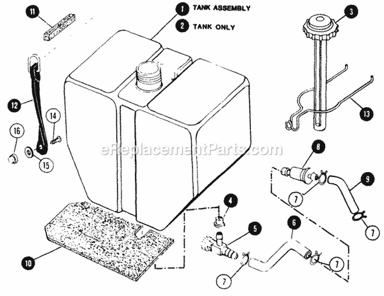 Fuel Tank  Lines Diagram and Parts List for 80828 Snapper Lawn Tractor