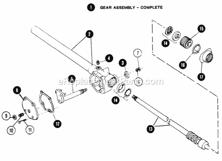 Steering Gear Diagram and Parts List for 80828 Snapper Lawn Tractor