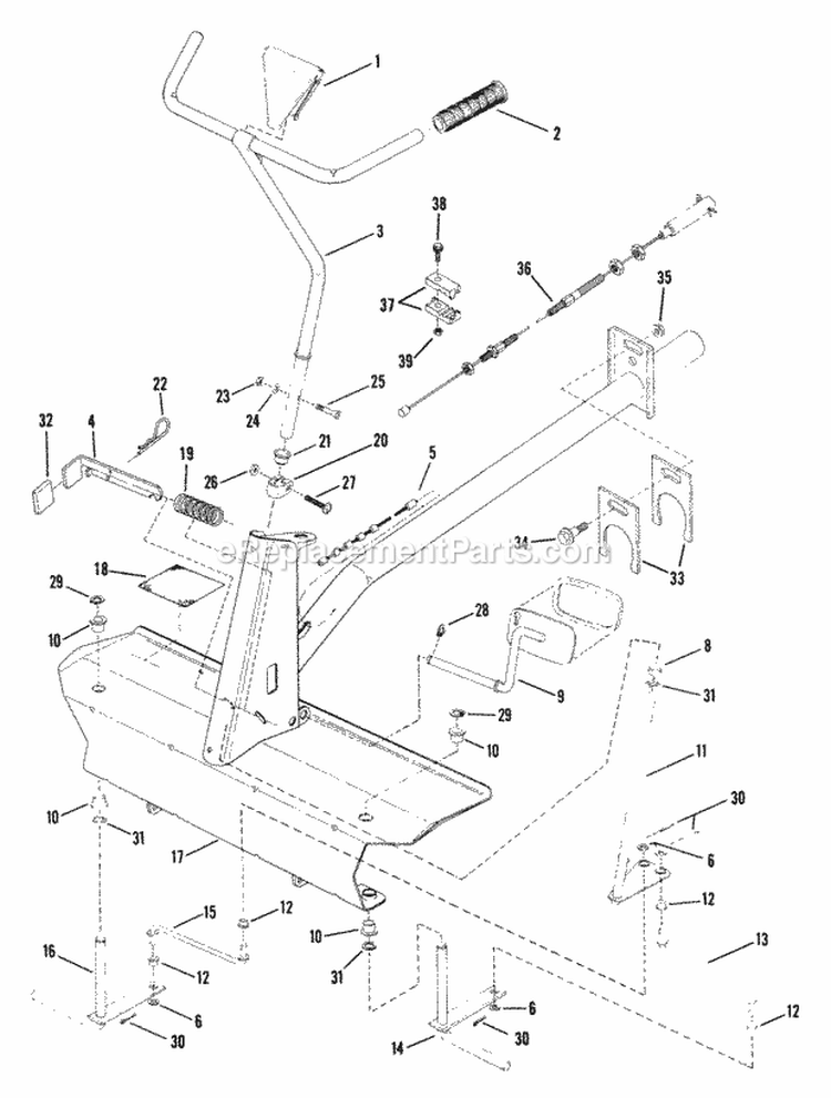 Front End Steering Diagram and Parts List for  Snapper Lawn Tractor
