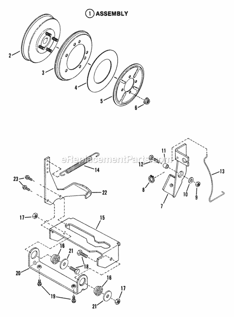 Smooth Clutch Assembly Diagram and Parts List for  Snapper Lawn Tractor