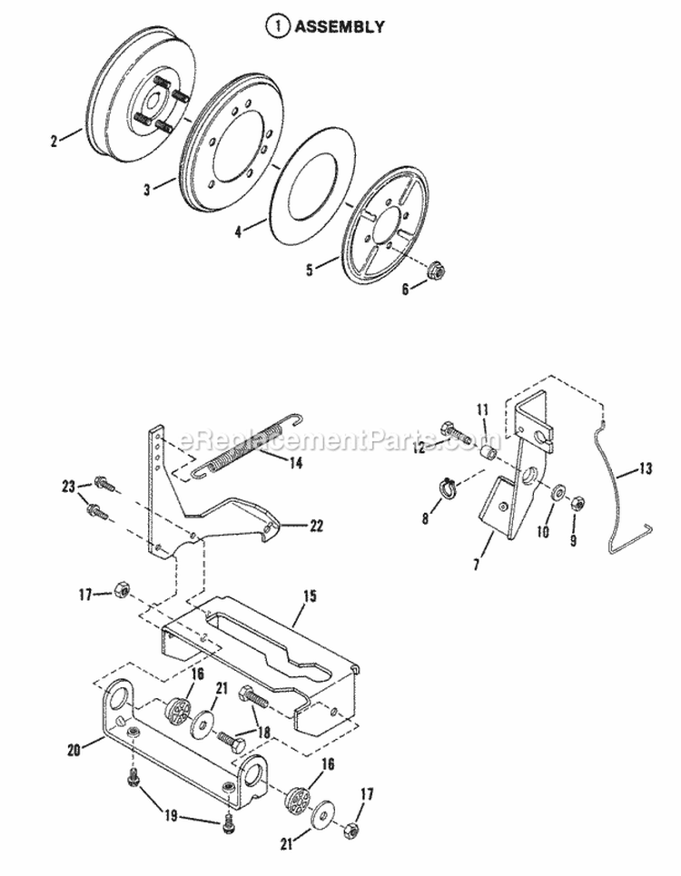Smooth Clutch Assembly Diagram and Parts List for  Snapper Lawn Tractor
