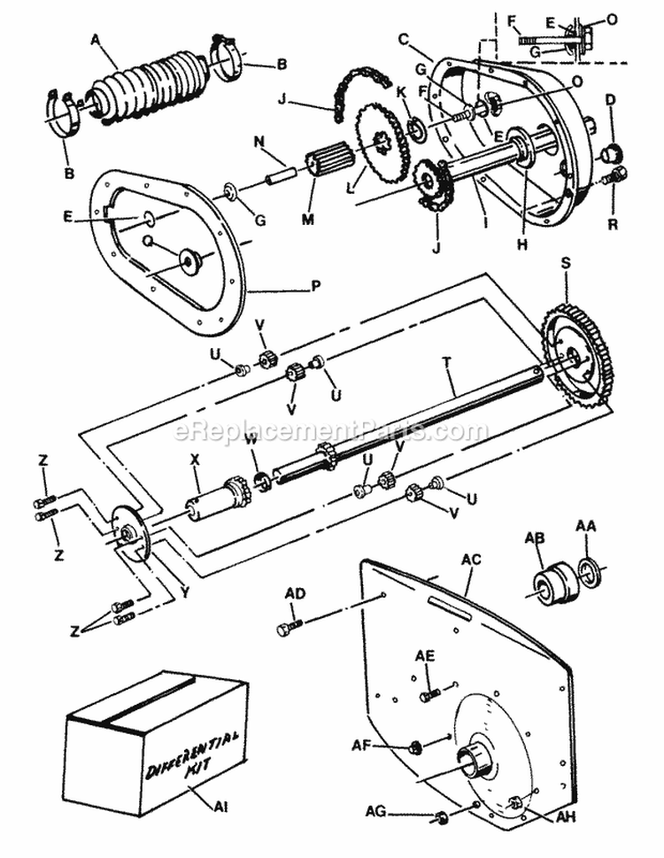 Differential RH Fender Diagram and Parts List for  Snapper Lawn Tractor