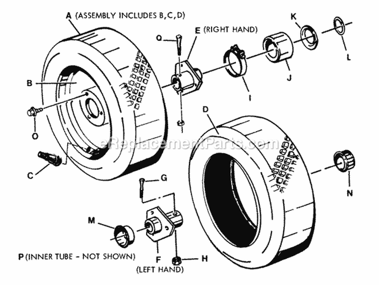 Wheels - Rear Diagram and Parts List for  Snapper Lawn Tractor
