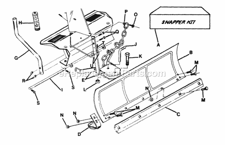 SnowDozer Plow Accessory Diagram and Parts List for  Snapper Lawn Tractor