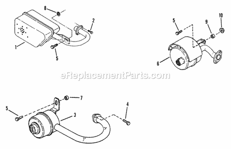 Exhaust Muffler Diagram and Parts List for  Snapper Lawn Tractor