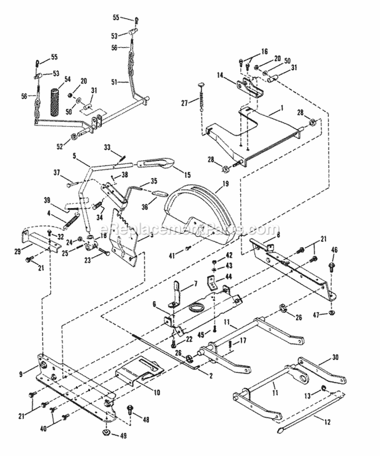 Rails Lift Arms Cam Lift Diagram and Parts List for  Snapper Lawn Tractor