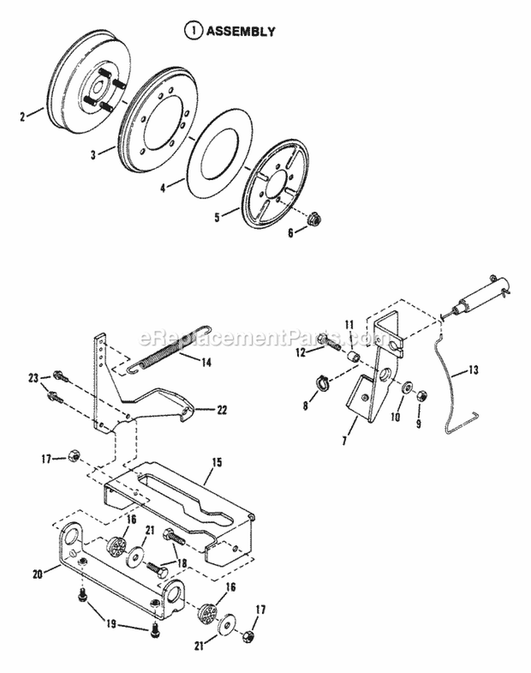 Smooth Clutch Assembly Diagram and Parts List for  Snapper Lawn Tractor