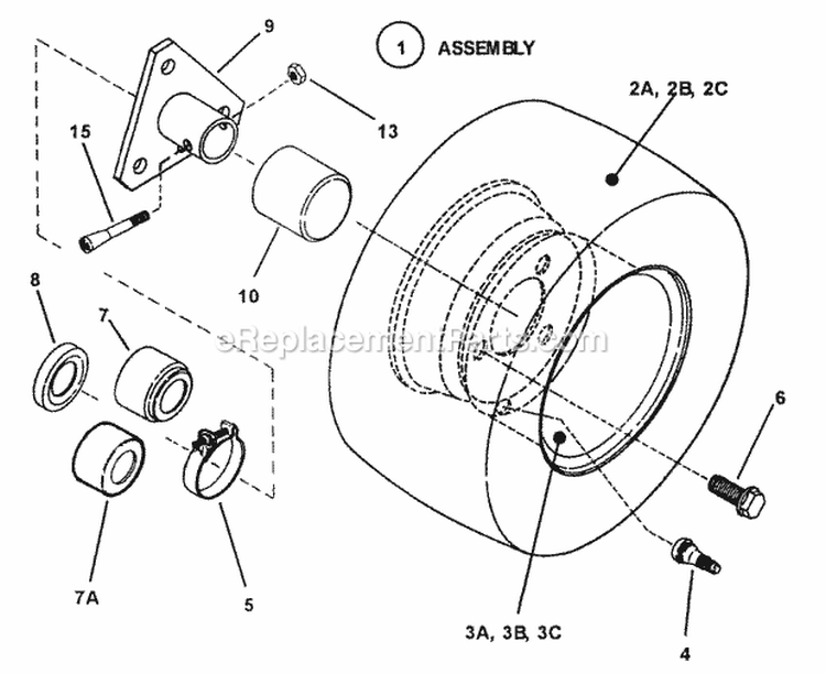 Wheels - Rear Right Hand Diagram and Parts List for  Snapper Lawn Tractor