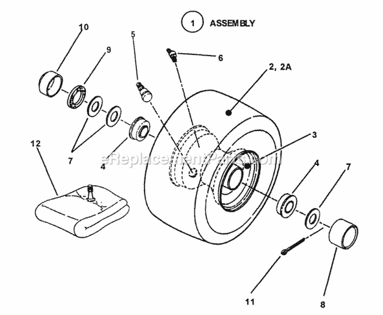 Wheels Front Diagram and Parts List for  Snapper Lawn Tractor
