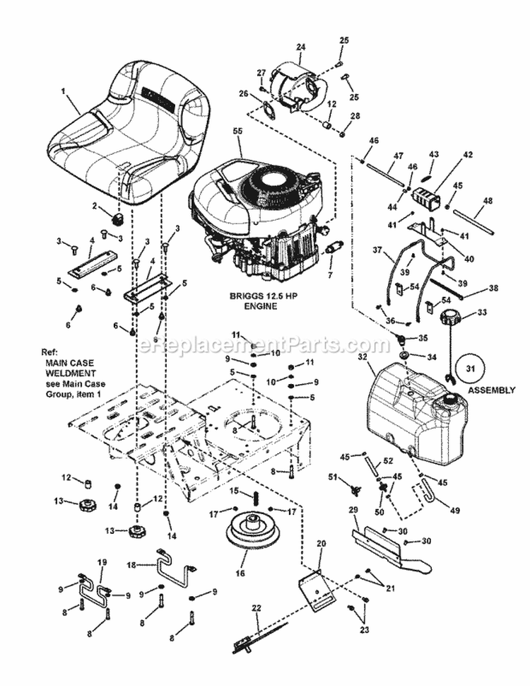 Engine Group Diagram and Parts List for 7800785 Snapper Lawn Tractor