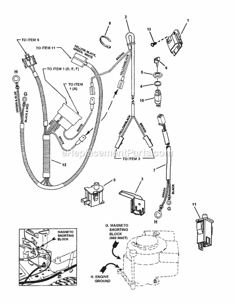 Electrical Group (115 Hp Briggs Recoil Start) Diagram and Parts List for 7800784 Snapper Lawn Tractor