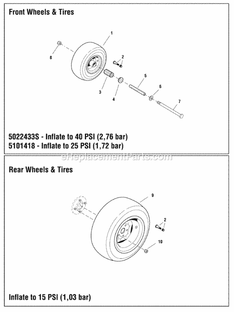 Wheel  Tire Group Diagram and Parts List for 5900775 Snapper Lawn Tractor