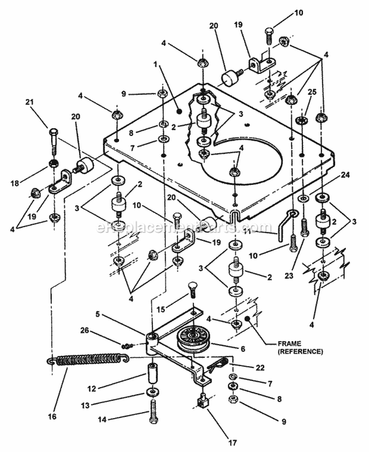 Engine Plate Assembly Diagram and Parts List for 84270 Snapper Lawn Tractor