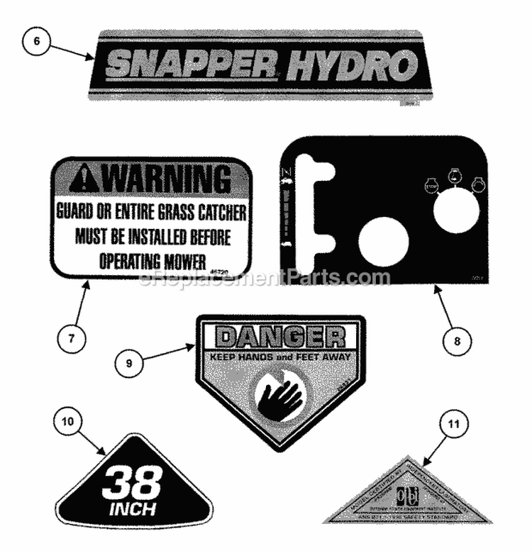 Decals (Part 2) Diagram and Parts List for 84270 Snapper Lawn Tractor