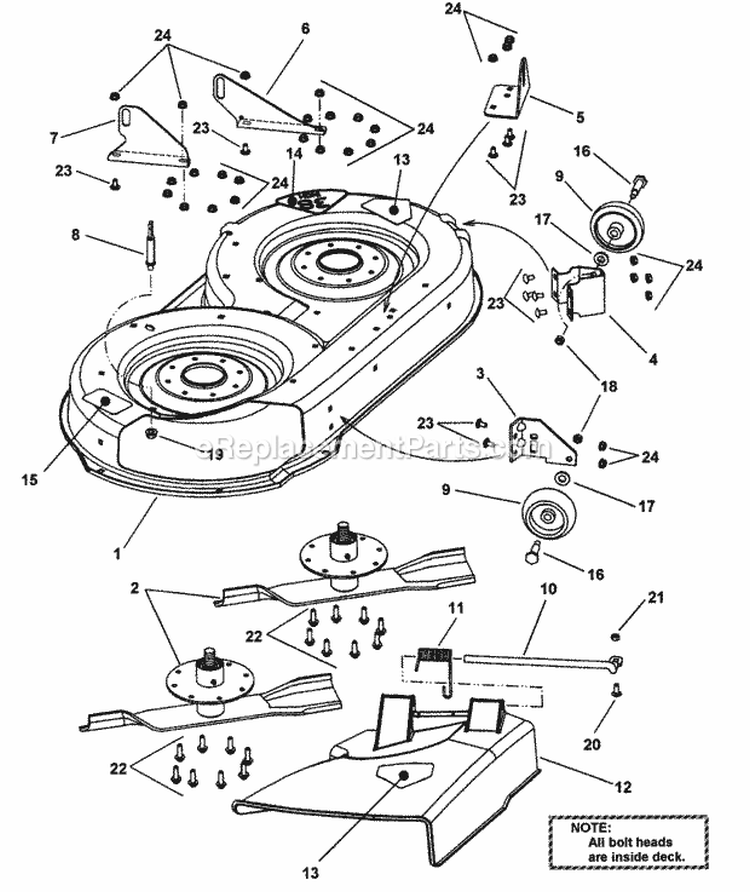 38 Deck Sub-Assembly Diagram and Parts List for 84270 Snapper Lawn Tractor