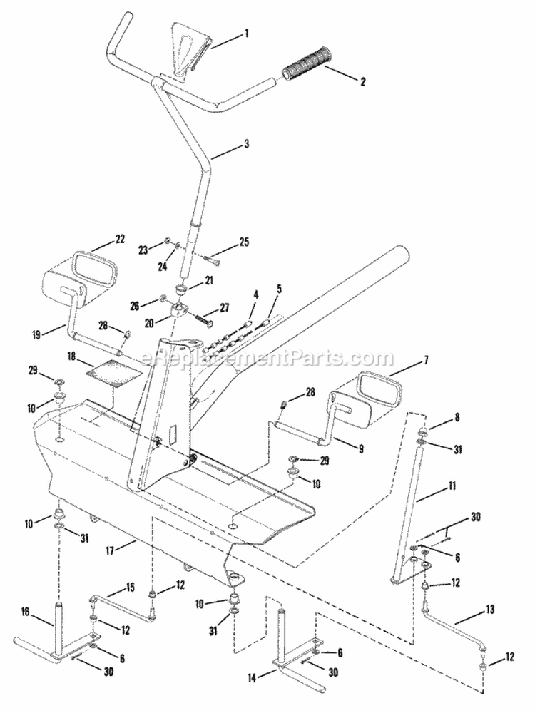 Front End Steering Diagram and Parts List for  Snapper Lawn Mower