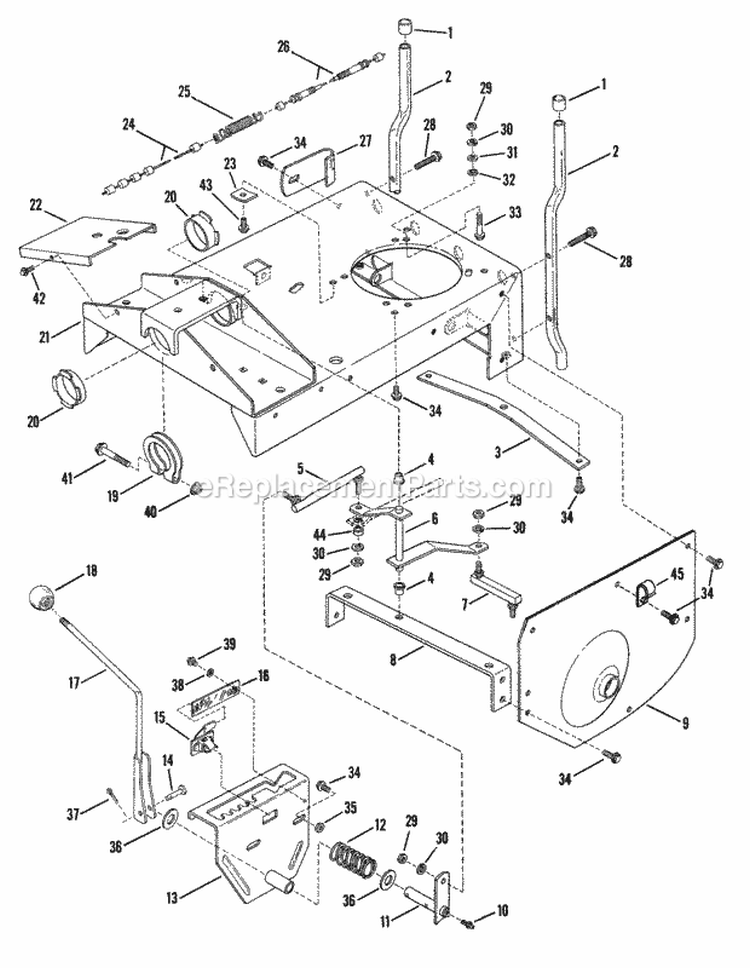 Main Case Diagram and Parts List for  Snapper Lawn Mower