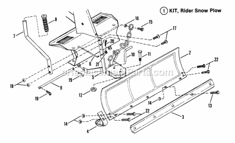 SnowDozer Plow Accessory Diagram and Parts List for  Snapper Lawn Mower