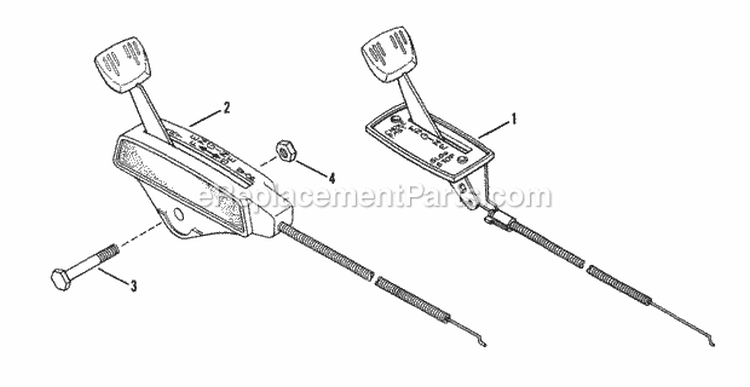 Throttle Controls Diagram and Parts List for  Snapper Lawn Mower