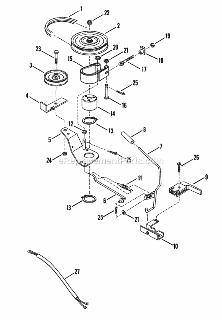 Belts Brakes Interlock Diagram and Parts List for  Snapper Lawn Mower