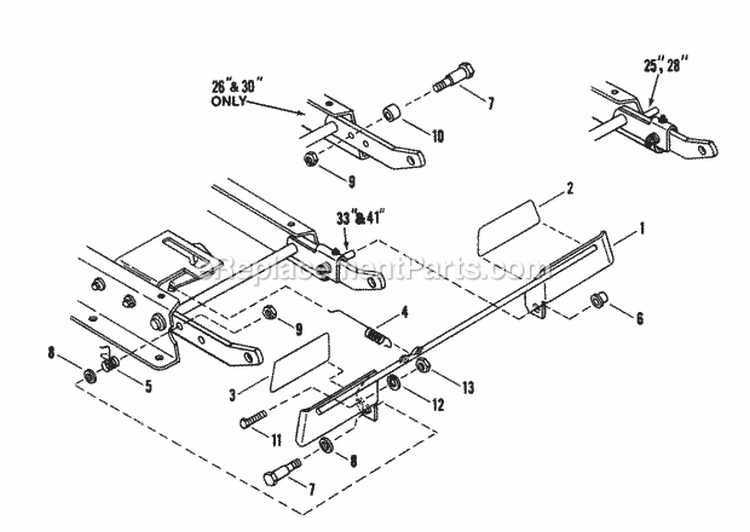 Blade Stop Pedals Diagram and Parts List for  Snapper Lawn Mower