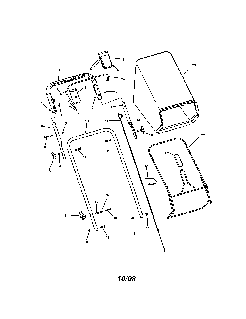 Handles/controls Diagram and Parts List for  Snapper Lawn Mower