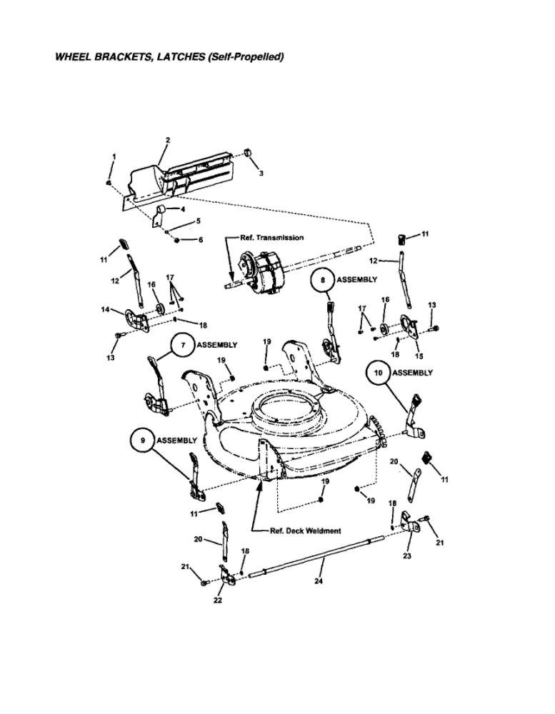 Wheels Brackets/Latches Diagram and Parts List for 7800217 Snapper Lawn Mower