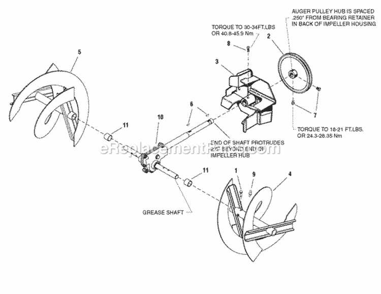 Auger Drive Group Diagram and Parts List for 1695314 Snapper Snow Blower