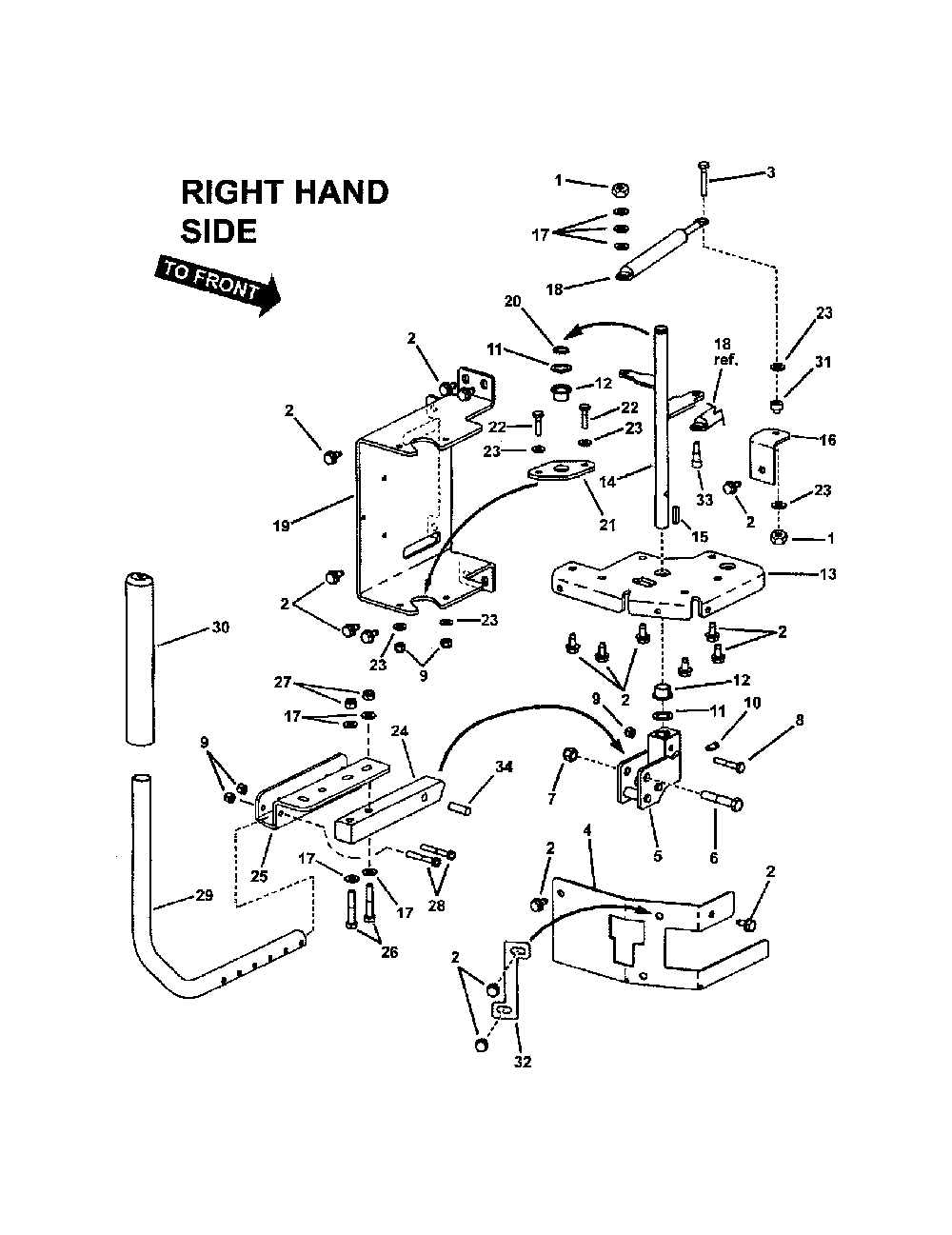 Twin stick control (r.h.) Diagram and Parts List for  Snapper Lawn Mower